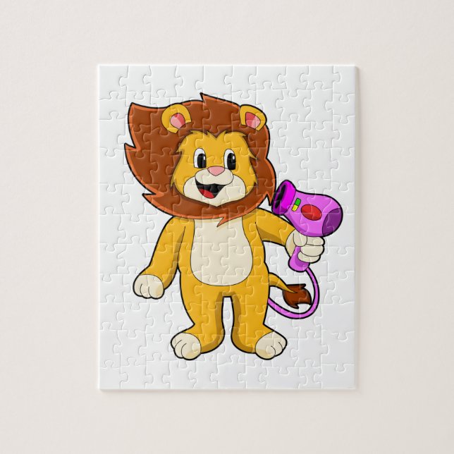Puzzle Lion avec sèche-cheveux (Vertical)