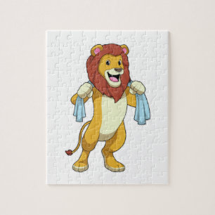 Puzzle Lion avec serviette pour douche