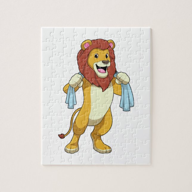 Puzzle Lion avec serviette pour douche (Vertical)