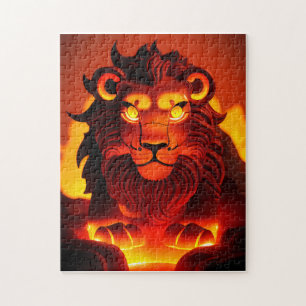 Puzzle Lion de lave aux yeux brillants