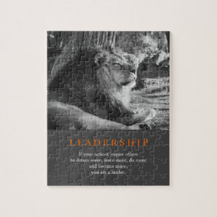 Puzzle Lion de leadership motivationnel tendance noir et