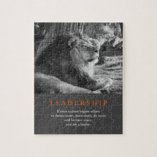 Puzzle Lion de leadership motivationnel tendance noir et