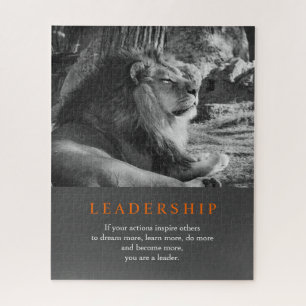 Puzzle Lion de leadership motivationnel tendance noir et