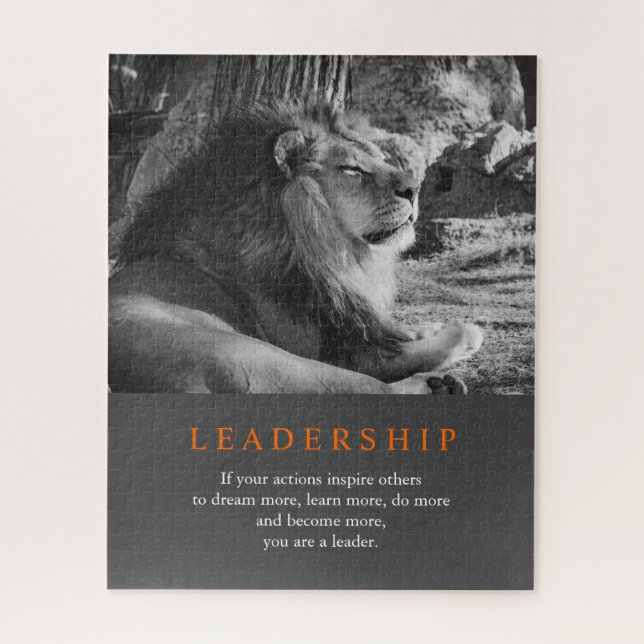 Puzzle Lion de leadership motivationnel tendance noir et  (Vertical)