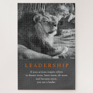 Puzzle Lion de leadership motivationnel tendance noir et