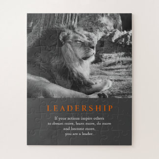Puzzle Lion de leadership motivationnel tendance noir et