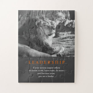 Puzzle Lion de leadership motivationnel tendance noir et
