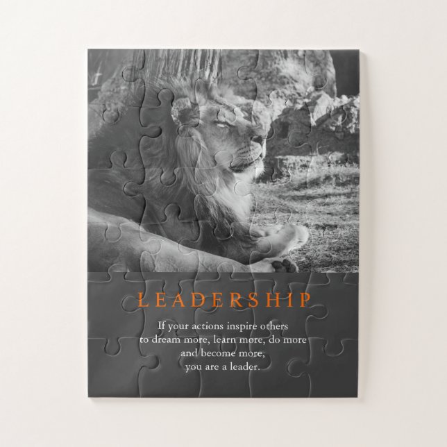 Puzzle Lion de leadership motivationnel tendance noir et  (Vertical)