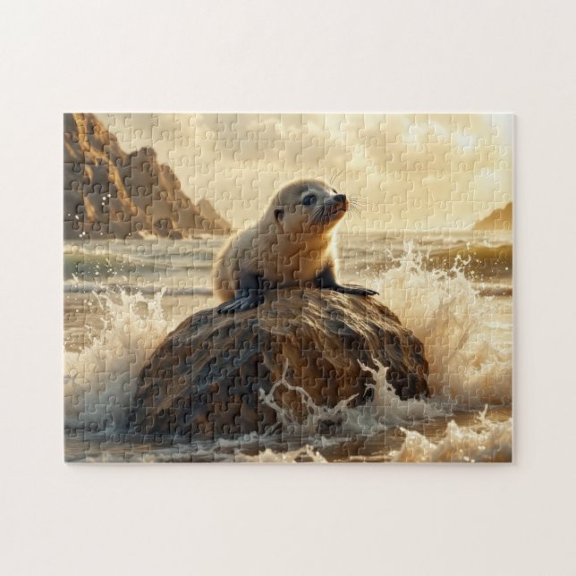 Puzzle Lion de mer au coucher du soleil (Horizontal)