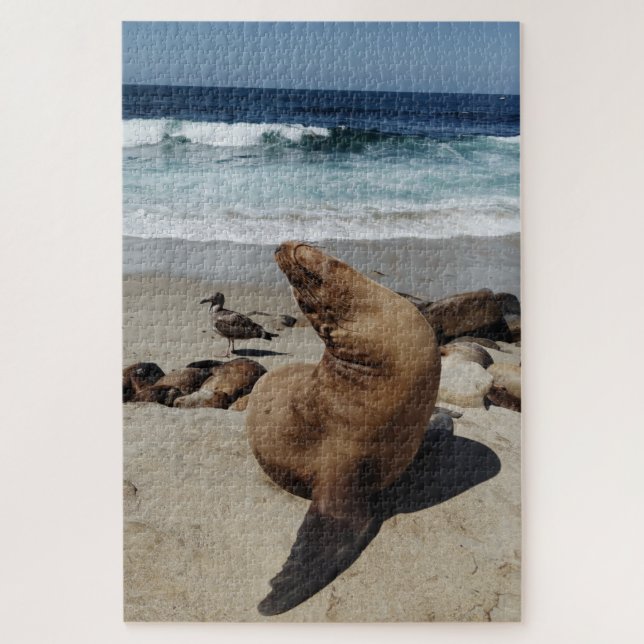 Puzzle Lion de mer Brown sur une plage (Vertical)