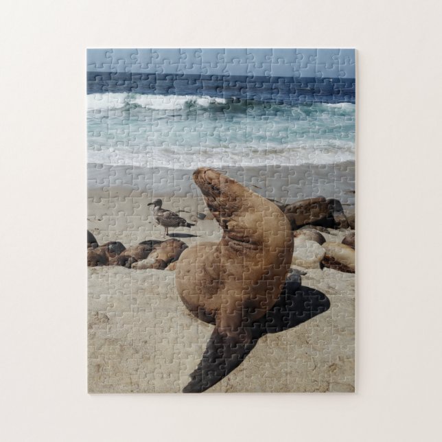 Puzzle Lion de mer Brown sur une plage (Vertical)