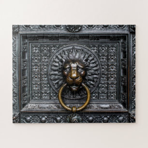 Puzzle Lion de poignée de porte - Noir / Or