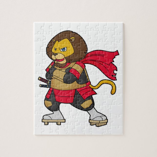 Puzzle Lion en guerrier avec Cap (Vertical)