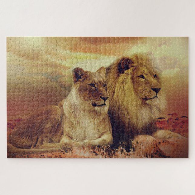 Puzzle Lion Et Lionesse Africains (Horizontal)