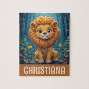 Puzzle Lion fantaisiste mignon personnalisé dans une forê