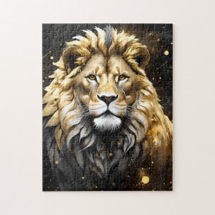 Puzzle Lion Mâle Majestic D'Or Et De Gris,
