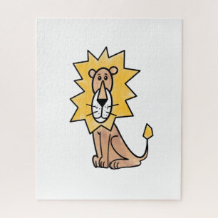 Puzzle lion mignon dessin animé enfants rétro safari jung