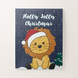 Puzzle Lion Noël Neige Animaux d'hiver Lions Jigsaw Pu