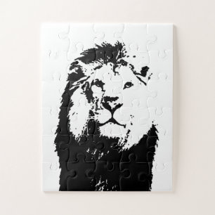 Puzzle Lion noir et blanc