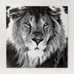 Puzzle Lion noir et blanc