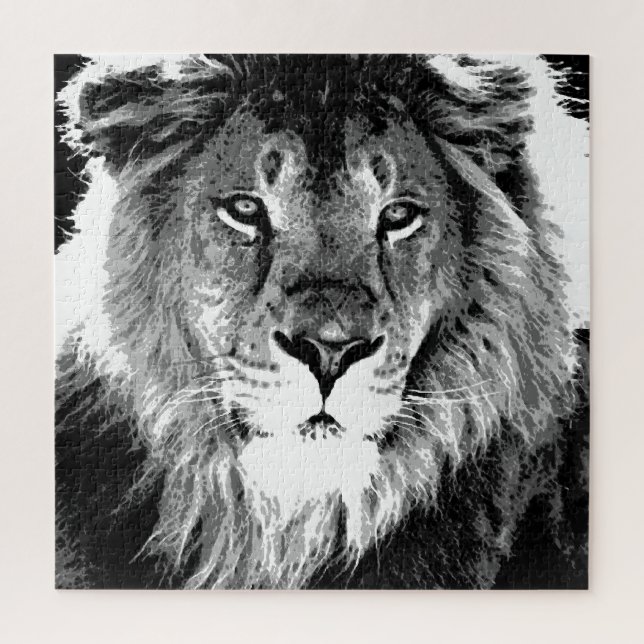 Puzzle Lion noir et blanc (Vertical)