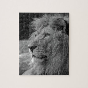 Puzzle Lion noir et blanc - animal sauvage