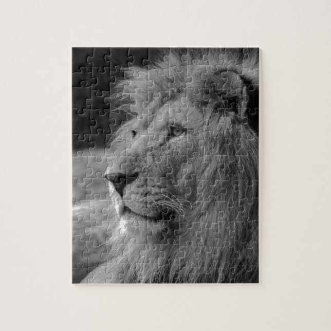 Puzzle Lion noir et blanc - Animal sauvage (Vertical)