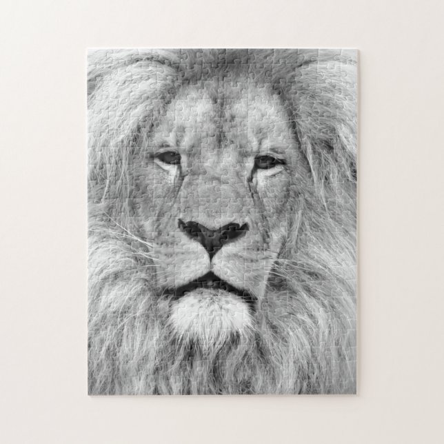 Puzzle Lion noir et blanc - Animaux photo d'art (Vertical)