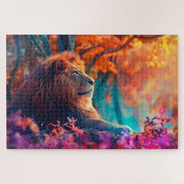 Puzzle Lion Royal dans la conception de la Forêt Enchanté (Horizontal)