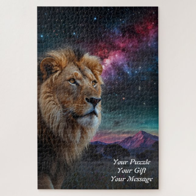 Puzzle Lion royal sous ciel étoilé (Vertical)