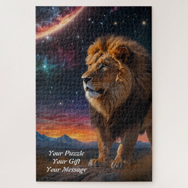 Puzzle Lion sous un ciel étoilé (Vertical)
