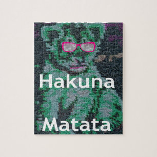 Puzzle Lion vert avec lunettes roses "Hakuna Matata" Art