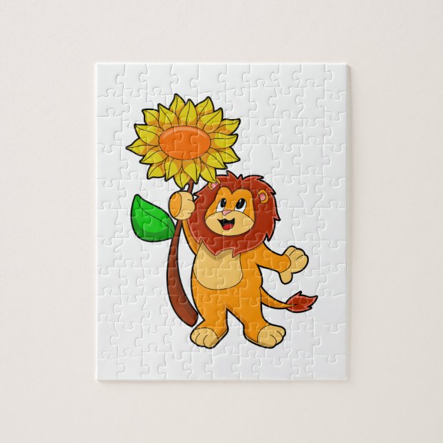 Puzzle Lion with Flower (Vertical)