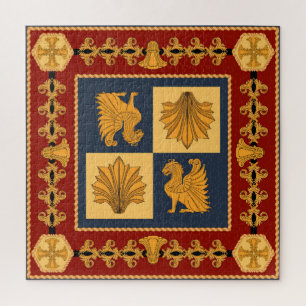 Puzzle Lions d'or : design foulard Art Nouveau