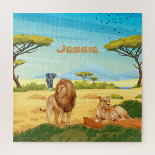 Puzzle Lions personnalisés sur la Savannah