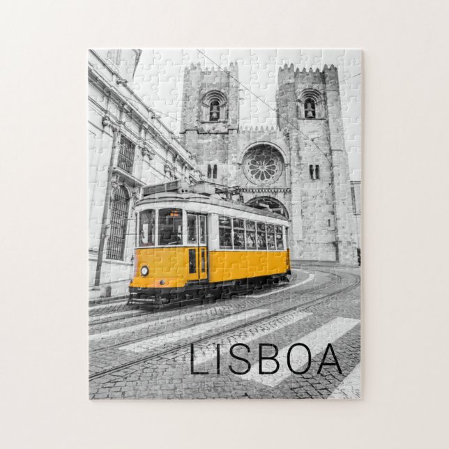 Puzzle Lisbonne Retro Tramway Portugal Vintage Streetcar (Vertical)