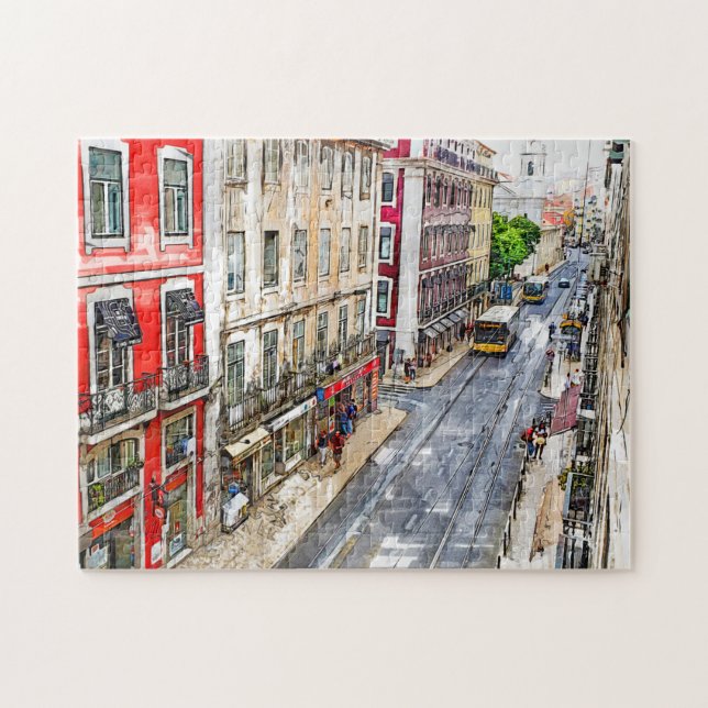 Puzzle Lisbonne Street Portugal Carte postale Jigsaw Puzz (Horizontal)