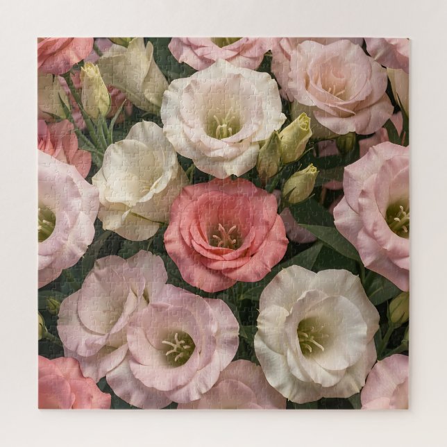 Puzzle Lisianthus Rose Pâle Pastel Doux (Vertical)