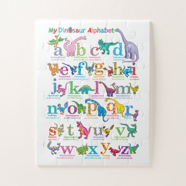 Puzzle Liste alphabétique des dinosaures (Vertical)