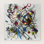 Puzzle Lithographie de Vierte Bauhausmappe par Kandinsky<br><div class="desc">Lithographie fur die Vierte Bauhausmappe par Wassily Kandinsky, 1913. Une lithographie abstraite d'art vintage aux couleurs jaune, bleu, rouge et vert avec des lignes noires classiques et des formes géométriques célèbres pour Kandinsky.</div>