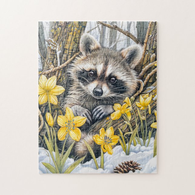 Puzzle Little Raccoon Parmi Les Chênes De Printemps (Vertical)