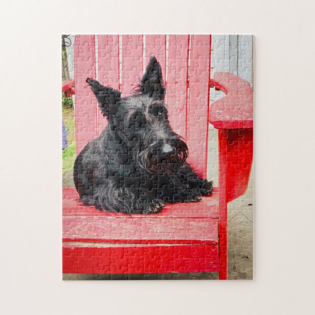 Puzzle Little Scottie dans une grande chaise rouge (Vertical)