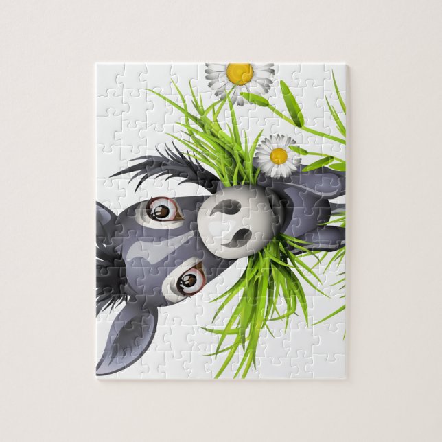 Puzzle Little shaggy gray donkey (Vertical)