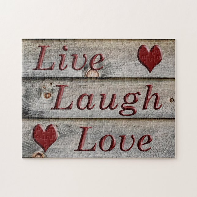Puzzle Live Laugh Love sur le côté d'une grange (Horizontal)