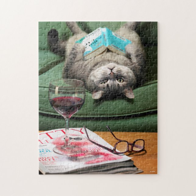 Puzzle Livre de lecture de chats en haut (Vertical)