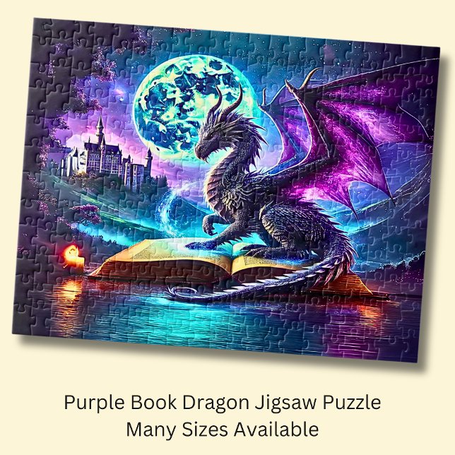 Puzzle Livre de lecture Dragon Violet Lune Bleue (Créateur téléchargé)