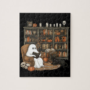 Puzzle Livres de lecture de fantôme rétro, fantôme de bib