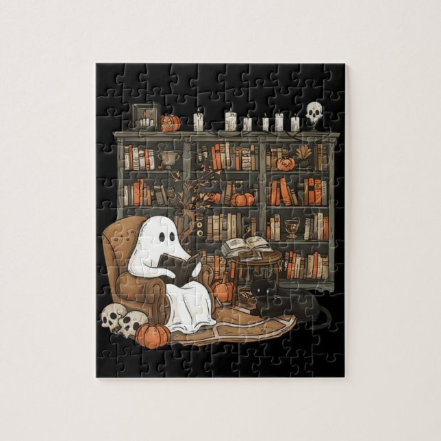 Puzzle Livres de lecture de fantôme rétro, fantôme de bib (Vertical)