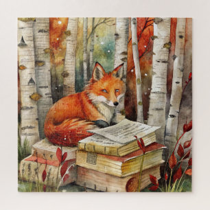 Puzzle Livres de renard vintage rustique Bois automnal
