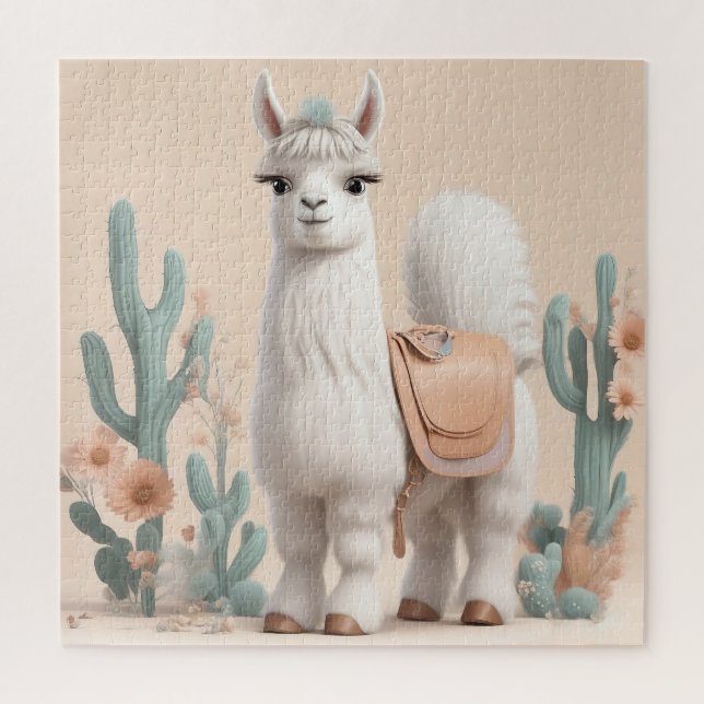 Puzzle Llama à selle dans le désert (Vertical)